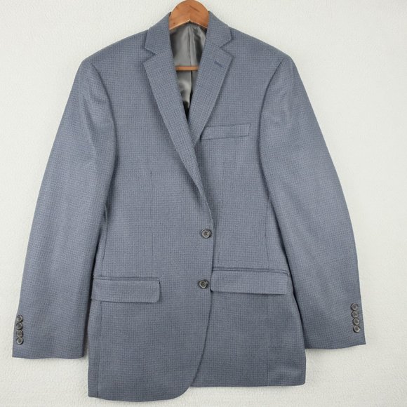 Chaps Other - Chaps Blazer 38R Blue Geometric Two Button Double Vent Business Casual Formal